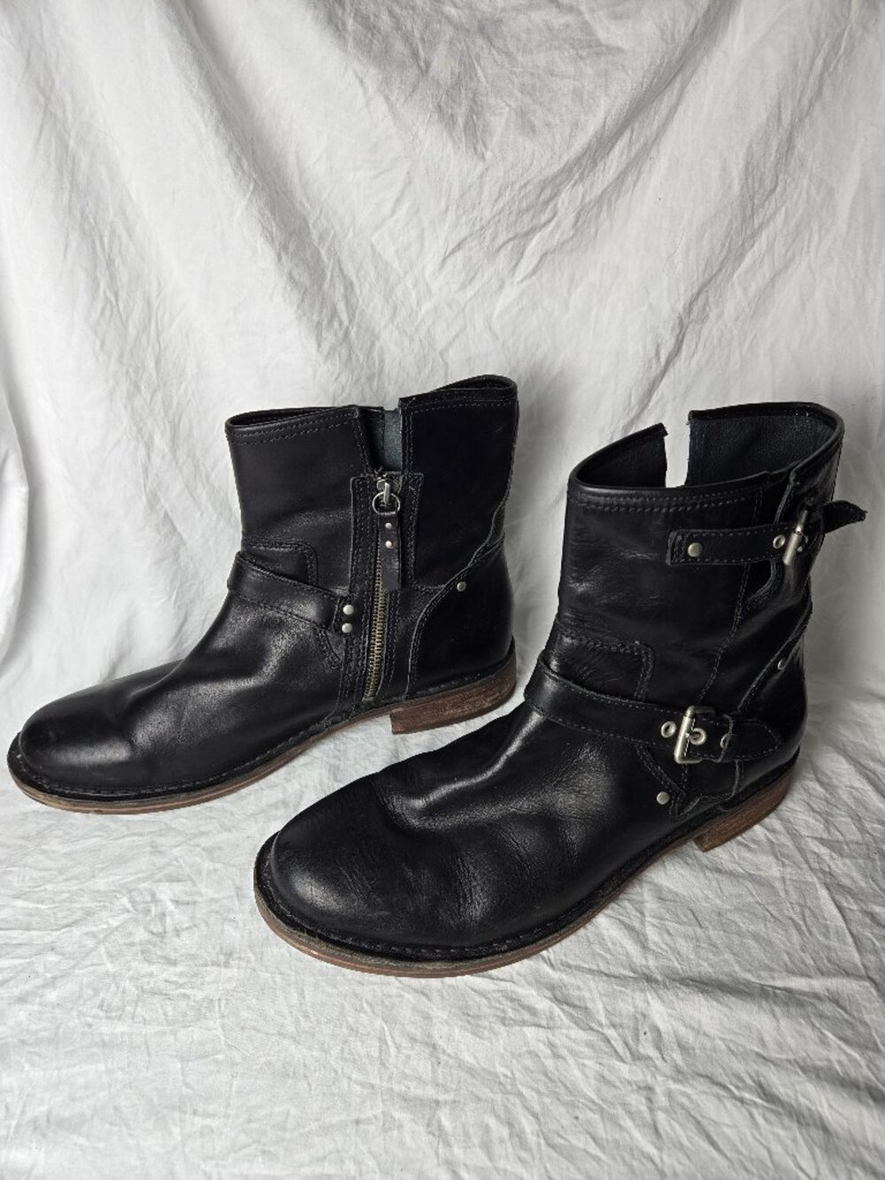 UGG Black Leather Moto Harness Buckle Ankle Boots Women’s 11